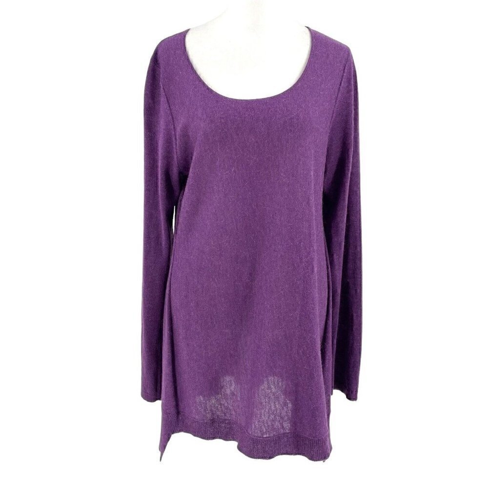 EILEEN FISHER Merino Wool Alpaca Blend Lightweight Tunic Sweater Purple sz Small